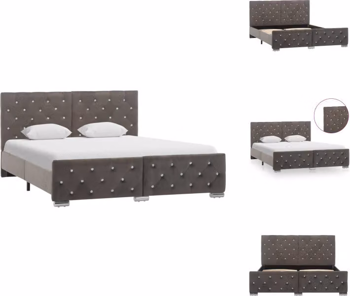 letto vidaXL in velluto grigio 140x200 cm - Letti e reti