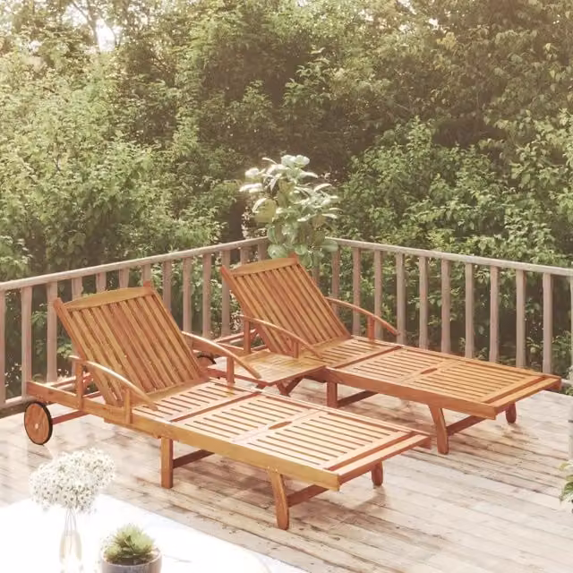 Set Lettino Prendisole con Tavolo 2 pz Legno di Massello Acacia 3104966
