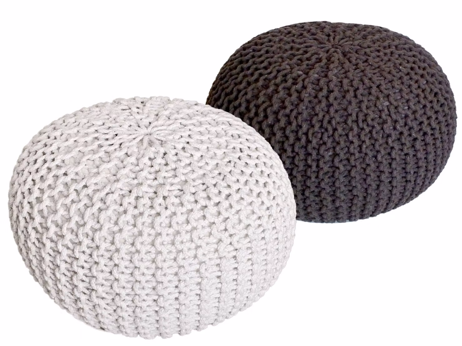Set di 2 pouf a maglia pouf sedile pouf sedile pouf cuscino da terra Ø 55cm bianco/menta