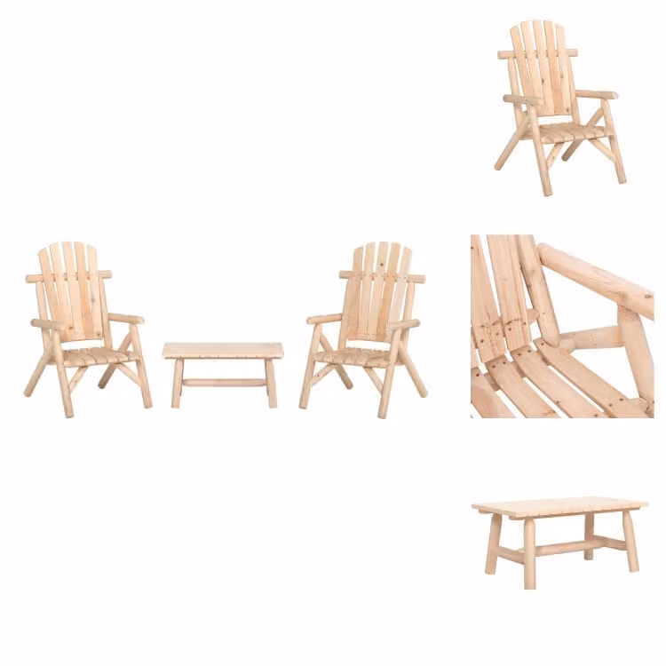 vidaXL Set di 3 pezzi per salotto da giardino in legno massiccio di abete rosso - Set di mobili da giardino