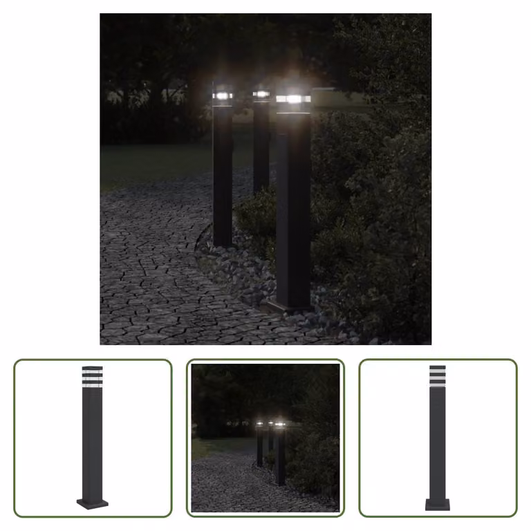 The Living Store Luce da sentiero con presa di corrente nera 80 cm in alluminio