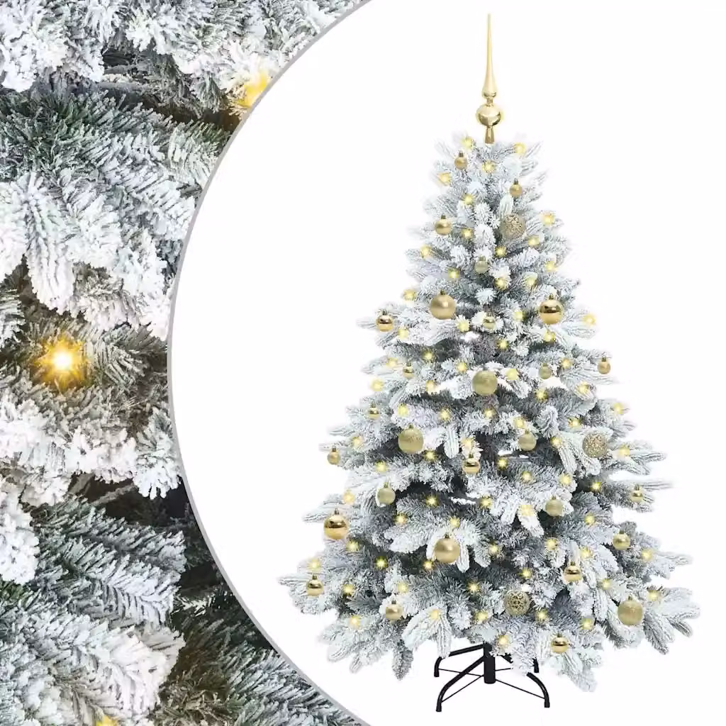 Albero di Natale artificiale moderno vidaXL bianco con 150 LED luce bianca calda in PE e PVC, Altezza: 150 cm – 2