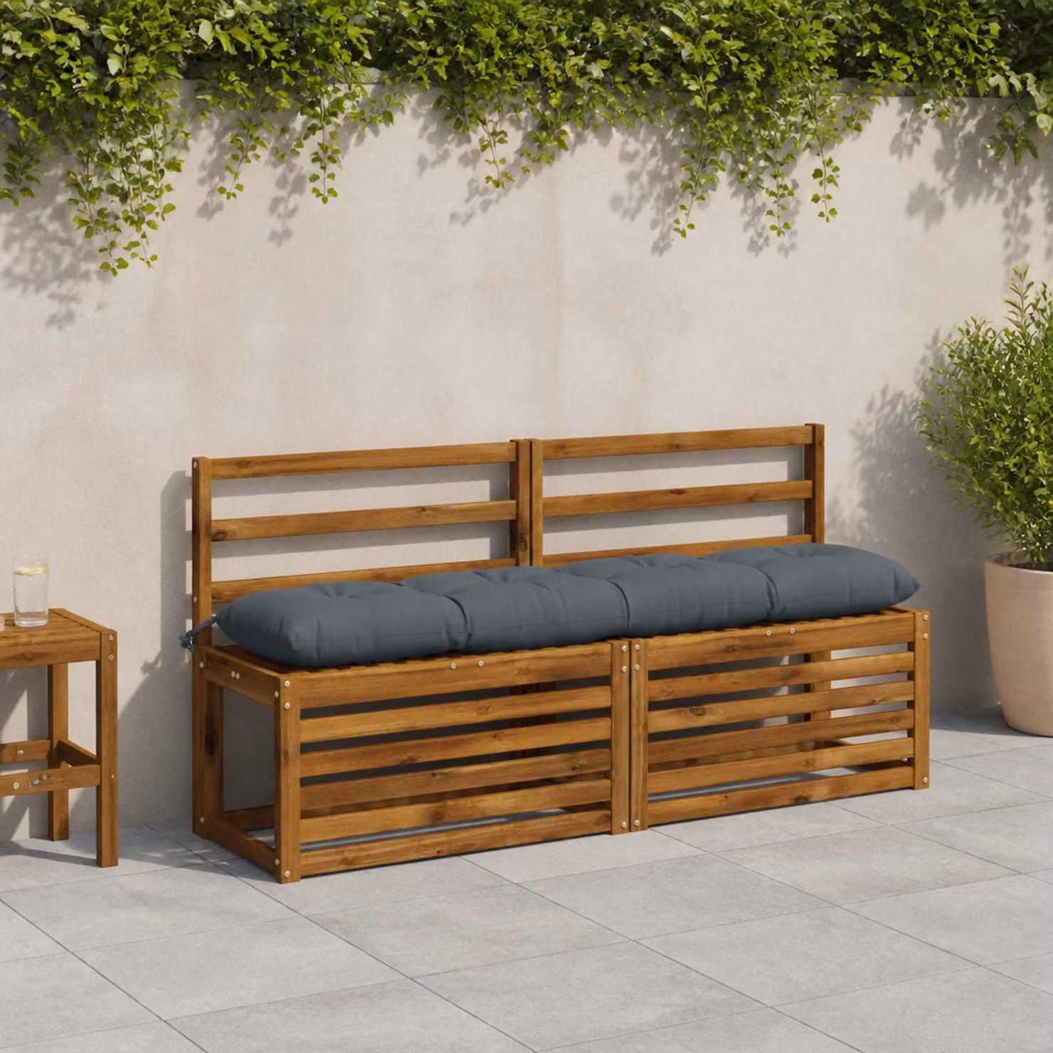 vidaXL Cuscino per panchina VIANEN Blu in Poliestere con Rivestimento Lavabile e Resistente ai Raggi UV L: 140 cm x P: 30 cm x H: 12 cm