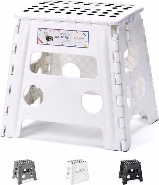 Sedia pieghevole portatile per adulti, 33 cm, 136 kg, bianca, pieghevole