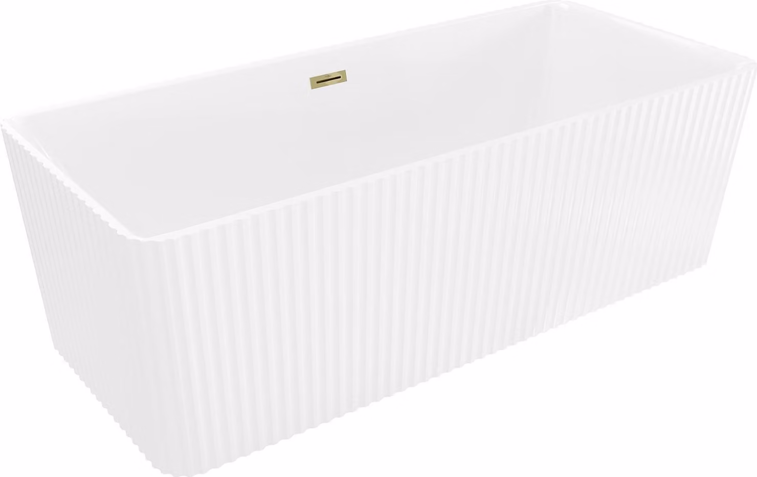 Mexen Nila vasca da bagno freestanding scanalata 170 x 75 cm, bianca, troppopieno oro - 52841708000-50
