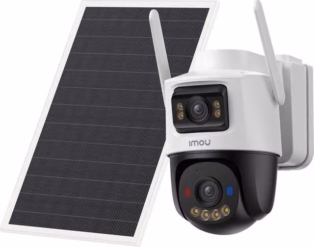 Kit Telecamera IP Esterna Imou AOV Dual Kit con Doppia Ottica 10MP, Connettività 4G e Wi-Fi, Batteria da 10000 mAh e Pannello Solare 8W, Colore Bianco e Nero