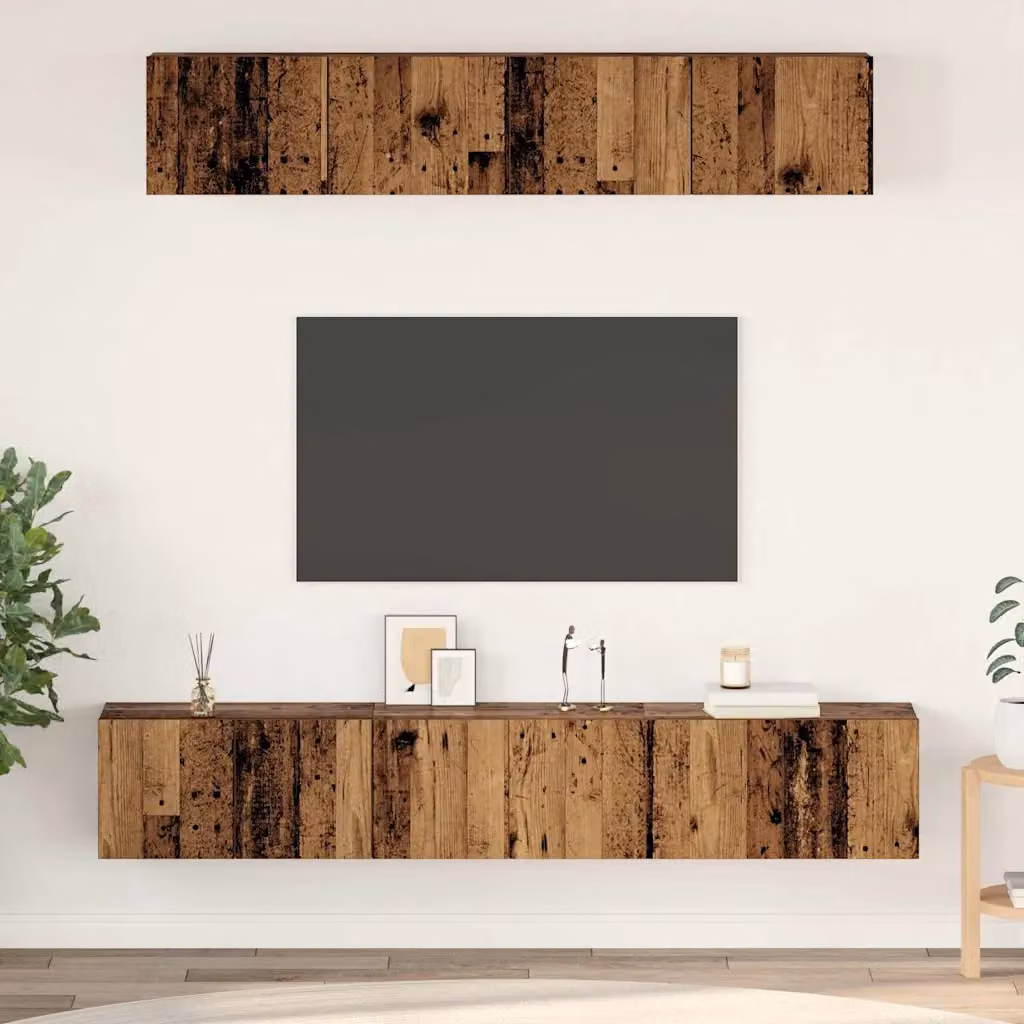 Set mobile TV moderno vidaXL in legno marrone, 5 pezzi – 1