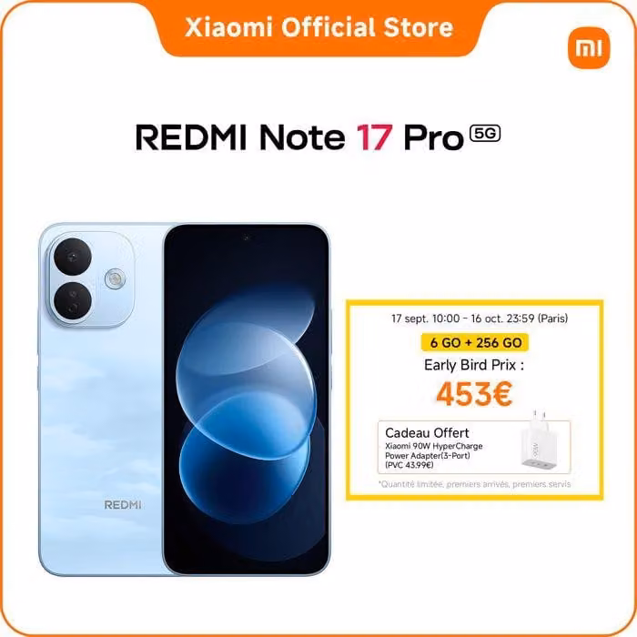 Smartphone Xiaomi Redmi Note 17 Pro 5G, 6 GB di RAM, 256 GB di memoria, colore blu
