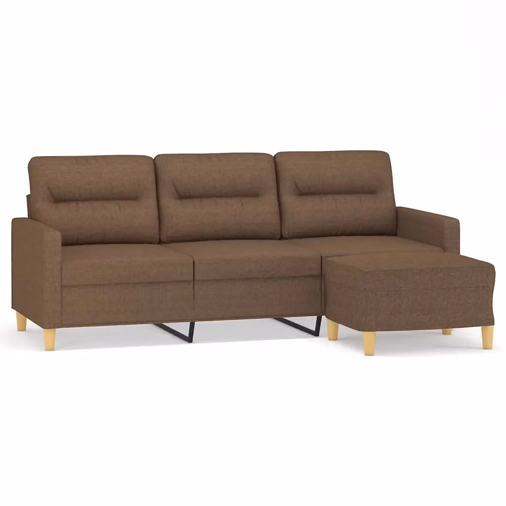 Divano a 3 posti con poggiapiedi vidaXL in tessuto marrone L: 198 cm, P: 80 cm, H: 77 cm – 2