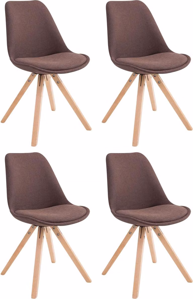 Set di quattro sedie per visitatori in tessuto - sedie per ospiti - ottimo comfort di seduta | Colore: Marrone | Colore dell'abbigliamento: Naturale