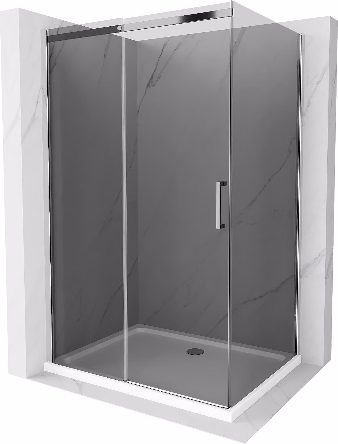 Mexen Omega cabina doccia scorrevole 110 x 80 cm, grafite, cromo + piatto Flat, bianco - 825-110-080-01-40-4010
