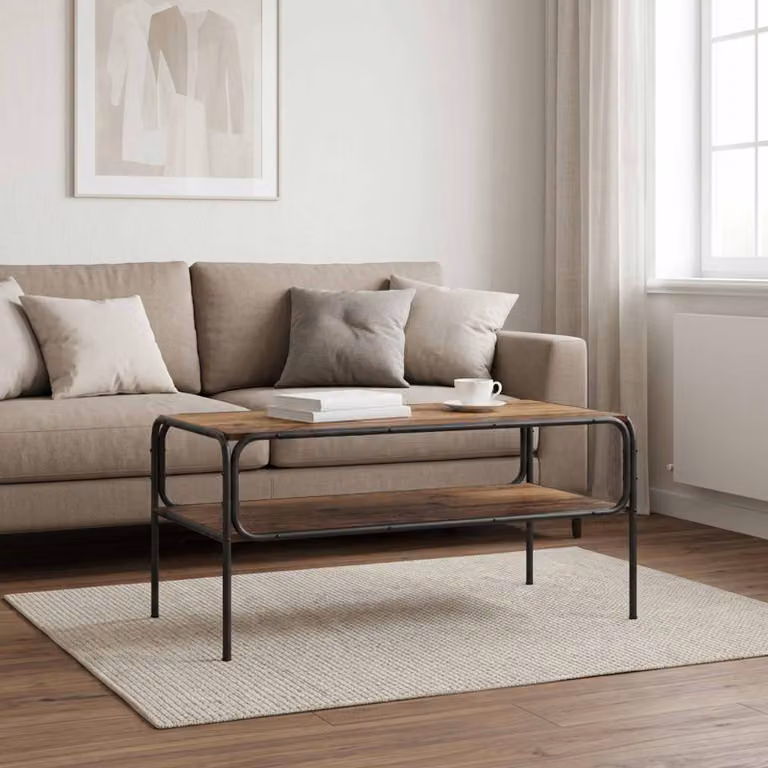 vidaXL Tavolo laterale moderno in legno marrone L: 100 cm, P: 50 cm, H: 46 cm