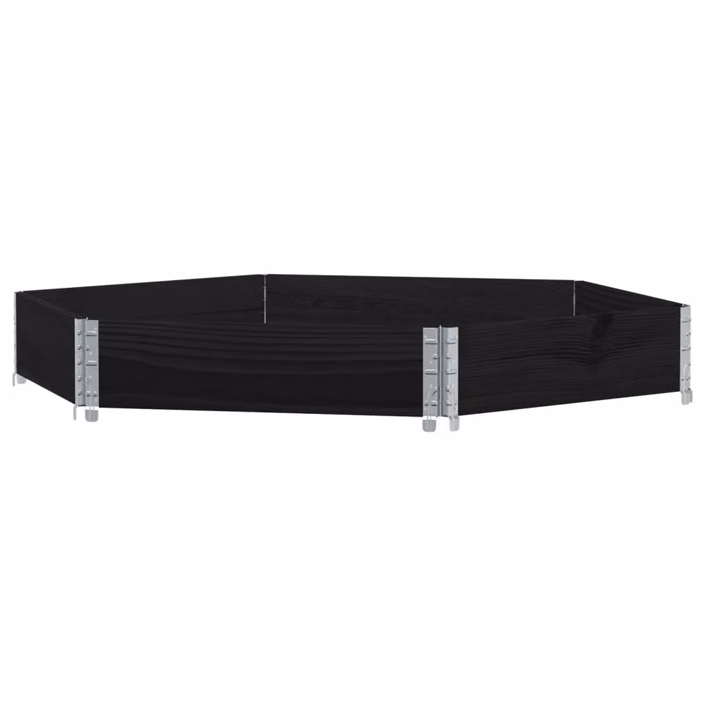 Fioriera Rialzata Esagonale Nera 160x160cm Legno di Pino