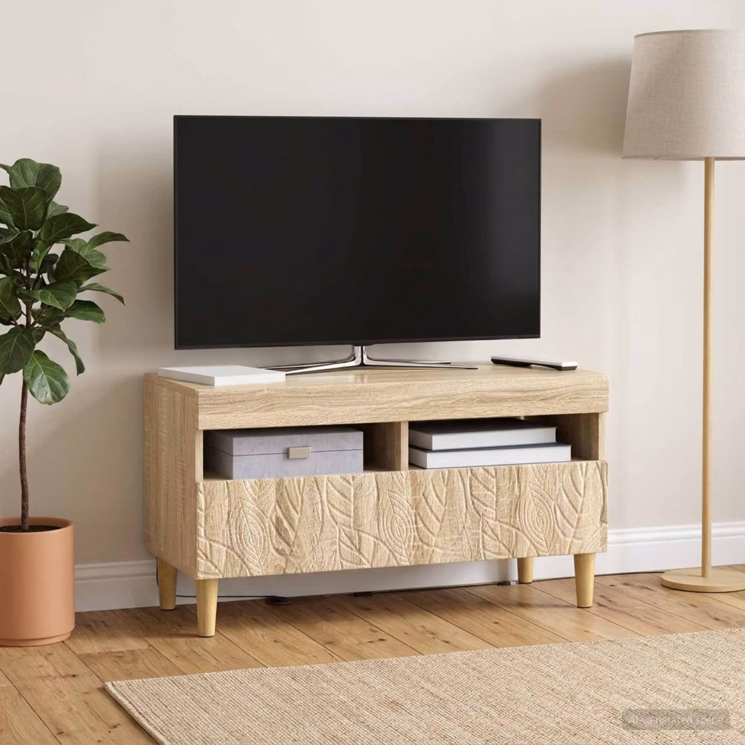 Mobile TV LED vidaXL in legno ingegnerizzato Rovere Sonoma, colore marrone/beige