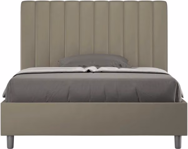 Letto imbottito Matrimoniale francese 140x190 cm Agueda - Similpelle,Senza rete,Cappuccino