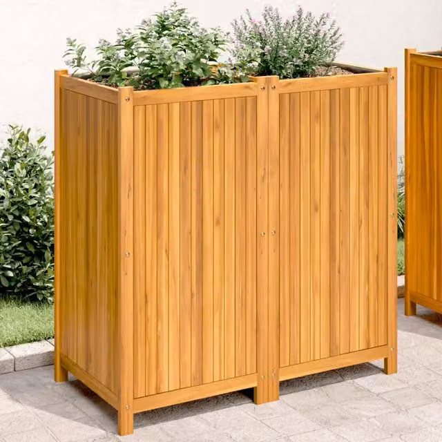 Fioriera Giardino con Rivestimento 100x50x100cm Massello Acacia 366448