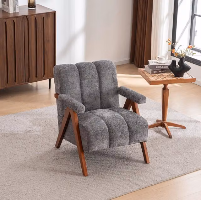 Poltrona 68x61x35 cm grigia struttura in legno; stile moderno