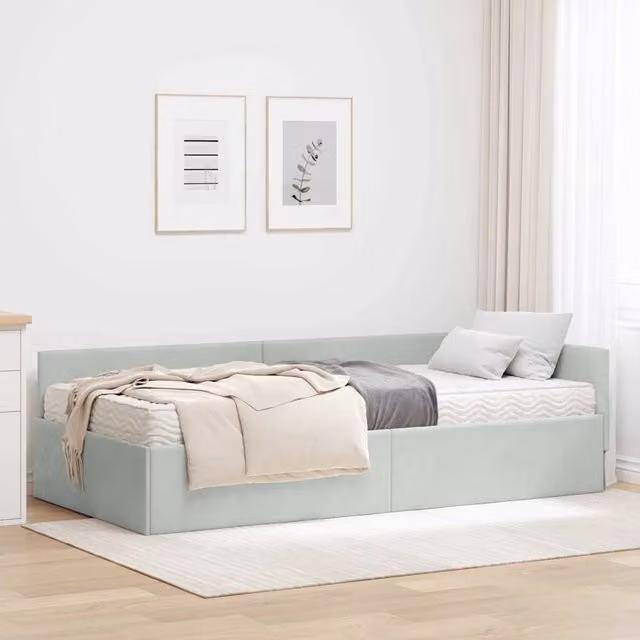 Struttura Letto Angolare con Materasso 2 pz-Giroletto con materasso Grigio chiaro 814691
