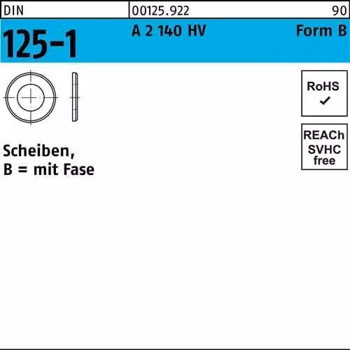 Dischi Reyher DIN 125 A 2 140 HV B 5,3 A 2 001259220053000 (1000 pezzi)