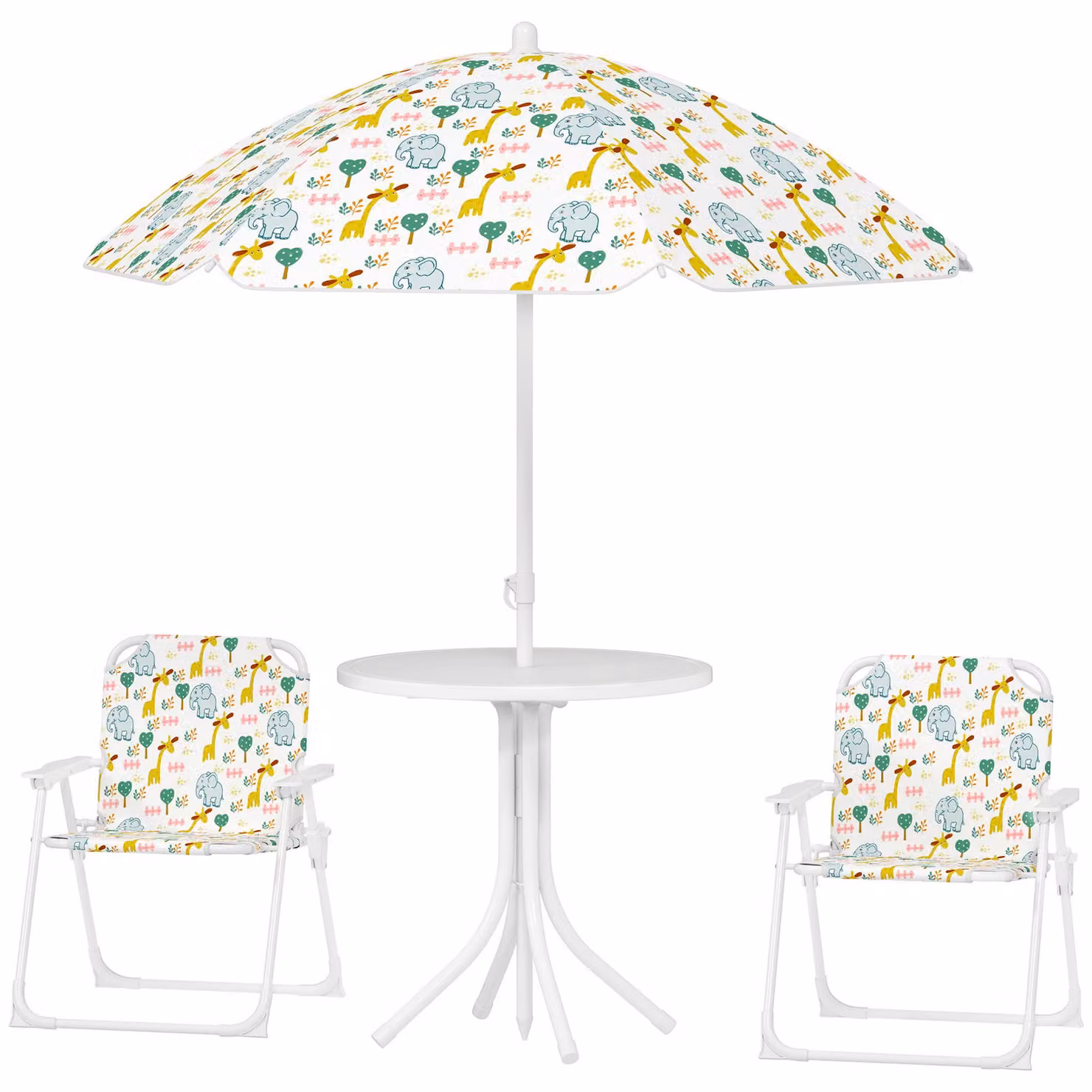 Set da giardino per bambini AIYAPLAY con tavolo da giardino, 2 sedie pieghevoli e ombrellone