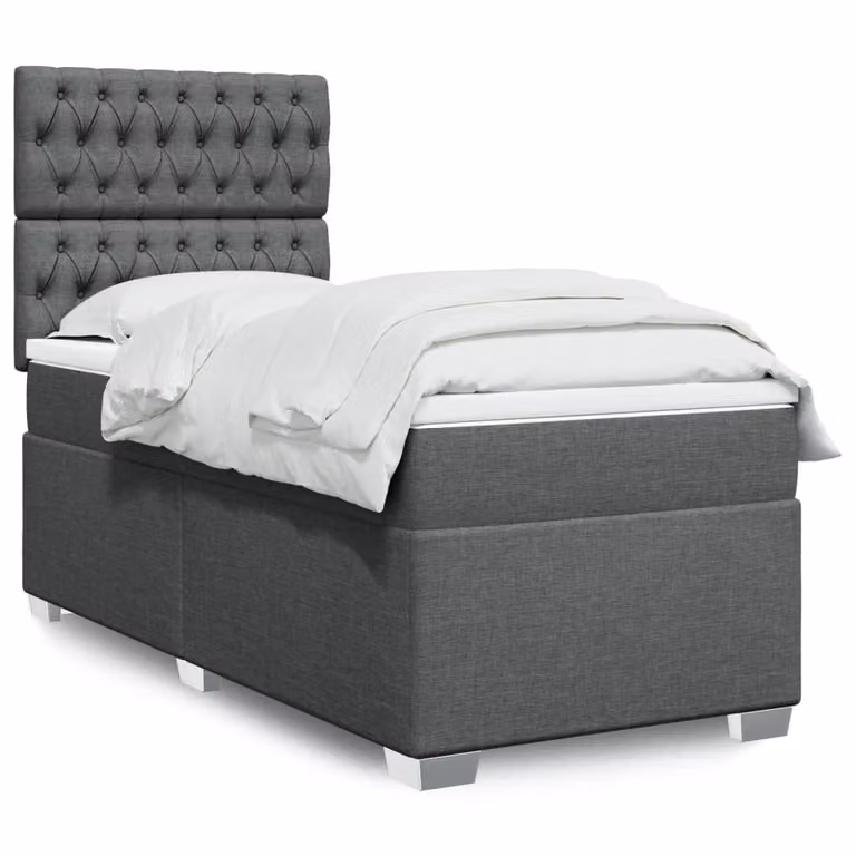 vidaXL Giroletto a Molle con Materasso Ibrido in Tessuto Grigio e Bianco L/P/H: 200 x 80 cm
