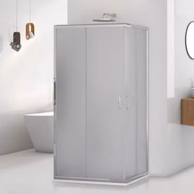 Box doccia a 3 lati Tay INBAGNO con doppio sistema scorrevole e vetro stampato, L: 100 cm, P: 80 cm, H: 195 cm