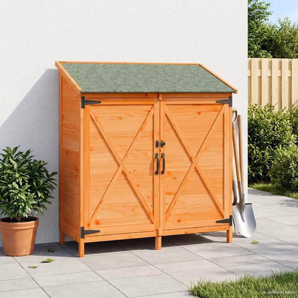 Capanno da Giardino vidaXL Marrone con Serratura e Ventilazione Laterale L: 106 cm, P: 56 cm, H: 113,5 cm