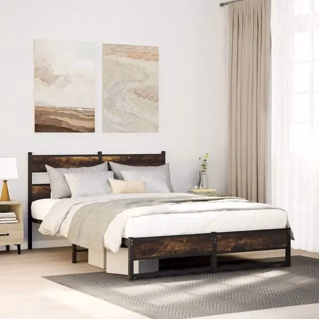 Struttura Letto Design Mania in Metallo e Rovere Fumo L: 140 cm, P: 200 cm
