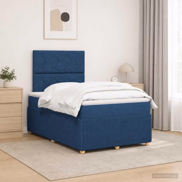 Maison Exclusive - Letto boxspring con materasso e testiera blu 120 x 200 cm Tessuto