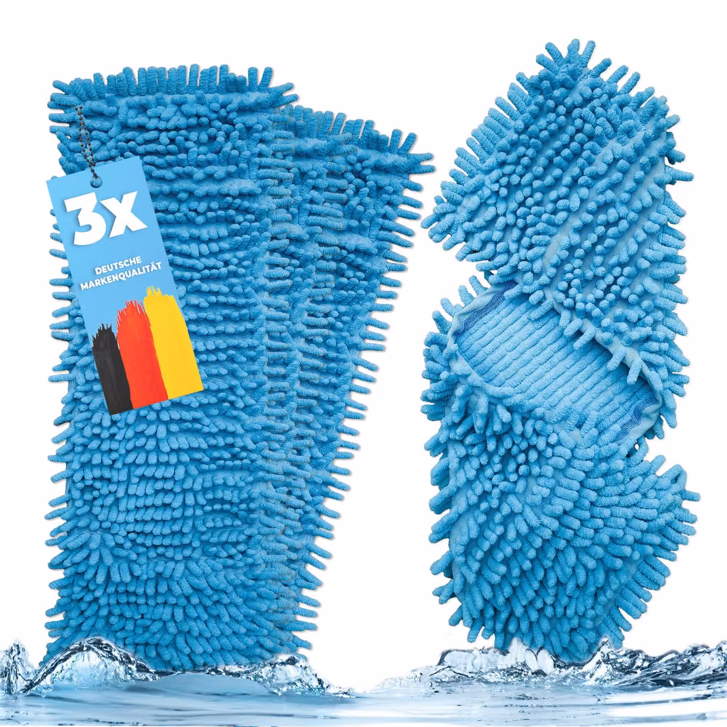 3 coprimop in microfibra, modello chenille, colore blu, diametro 40 cm
