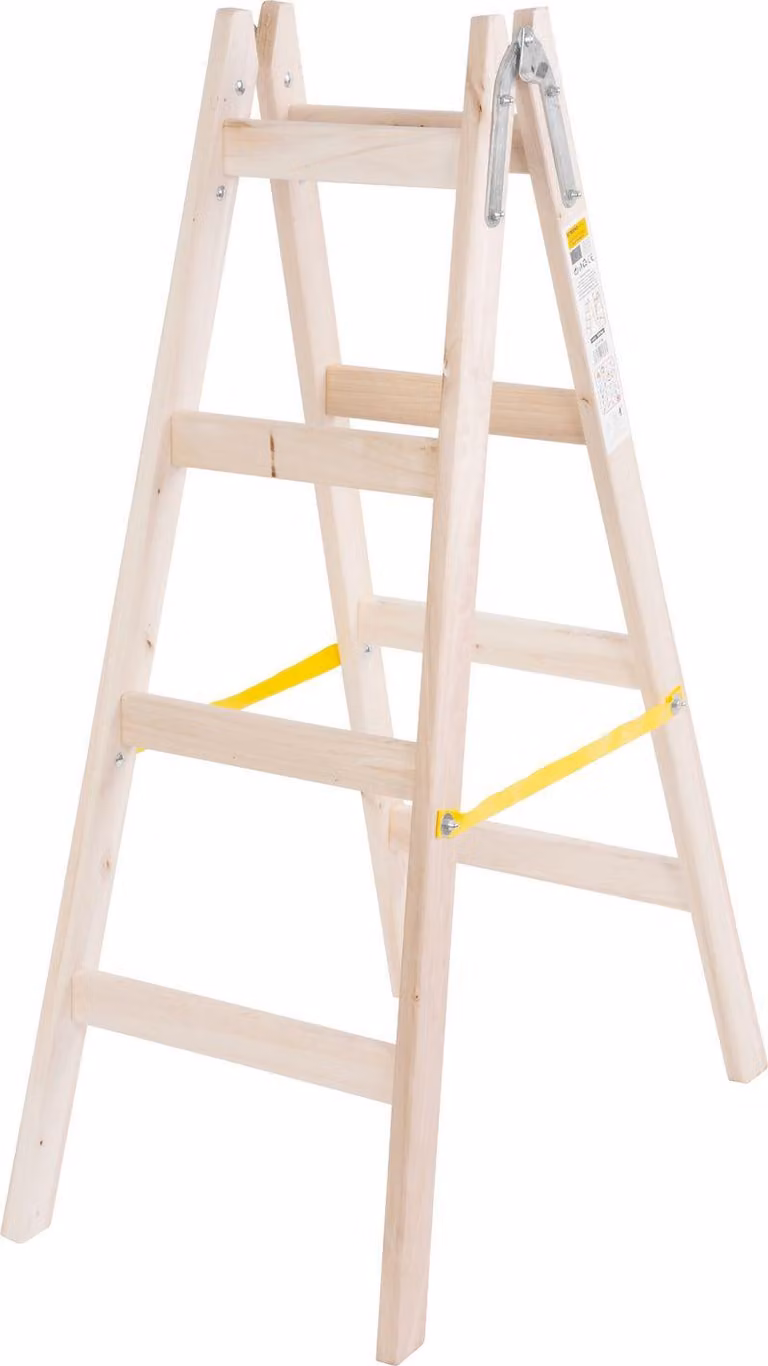 Scala Strend Pro, 4 gradini, a cavalletto in legno, 1,30 m, max. 150 kg