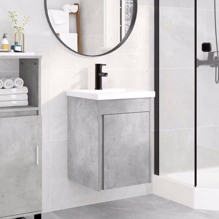 Mobile bagno con rubinetto vidaXL in Grigio Cemento, L 42 cm x P 40 cm x H 74,5 cm