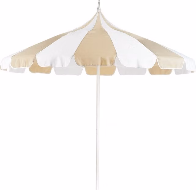 Ombrellone da giardino Beliani in poliestere blu con palo in alluminio beige e bianco, diametro: 245 cm