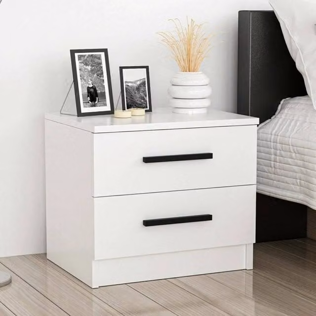 Comodino DMORA con un ripiano in legno bianco stile moderno L 50 cm, P 47 cm, H 40 cm
