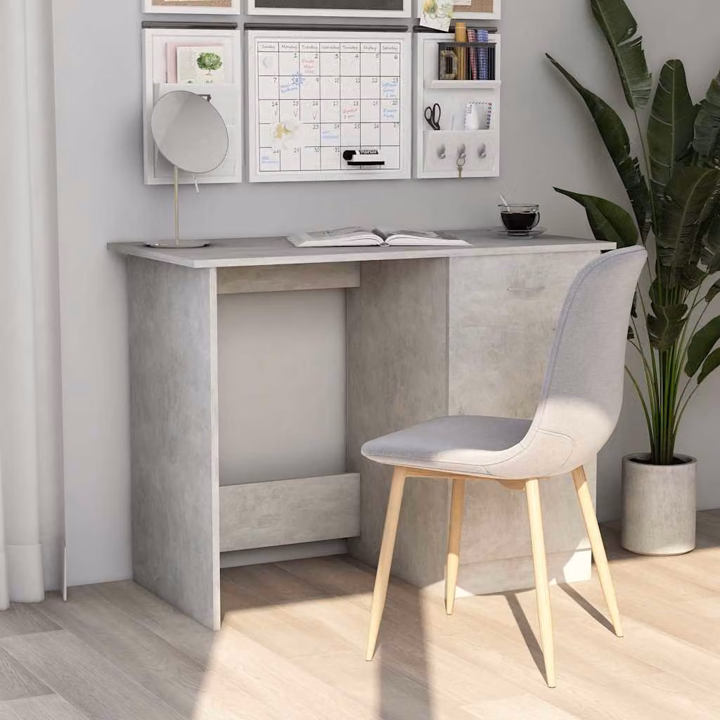 Scrivania moderna vidaXL in legno e MDF grigio con finitura opaca L 100 x P 50 x H 76 cm