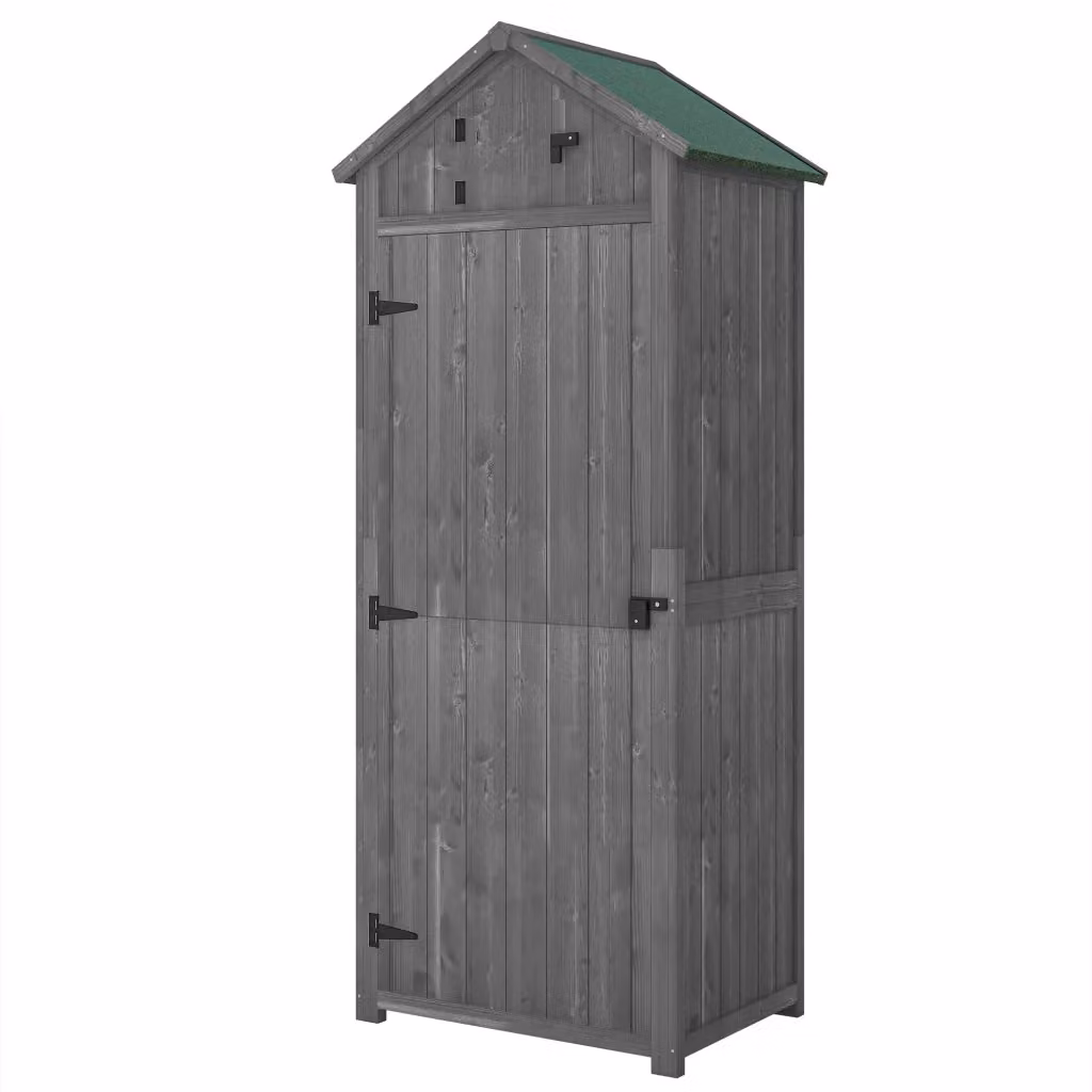 Armadio da giardino Minimal in legno di abete oliato grigio L/P/H: 77 x 54 x 179 cm – 2