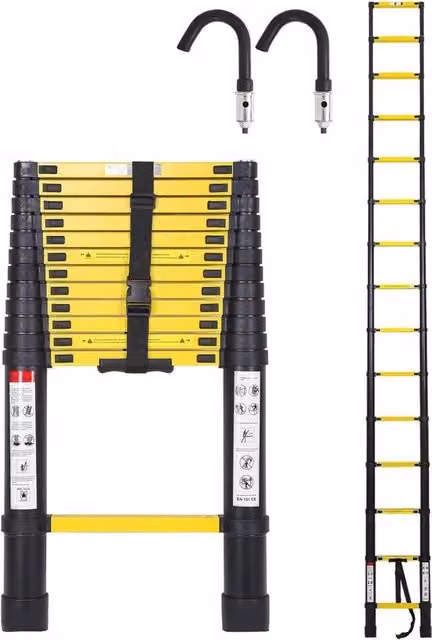 Scala Telescopica con Fermo con Laccio Rimovibile - Scala Multifunzionale in Alluminio Estensibile (150 kg)
