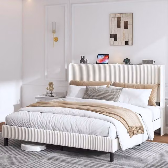 Struttura letto imbottito ¨C Minimal ¨C tessuto 180x200 cm doghe metallo