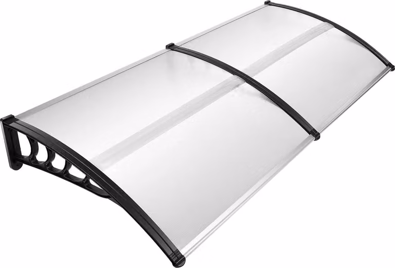 Tettoia 200 x 93 cm - Tettoia per porta d'ingresso in HDPE - Protezione dal sole e dalla pioggia - Per porte e finestre - Trasparente