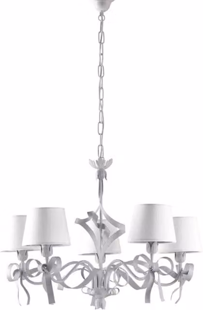 Lampadario Shabby Chic Lucy 5 Luci Bianco LuceArt Classic