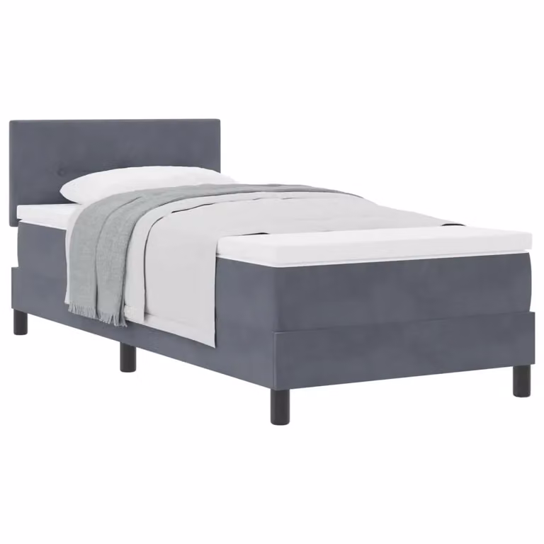 Letto a molle con testiera in velluto grigio vidaXL L/P/H: 203 x 100 x 140 cm