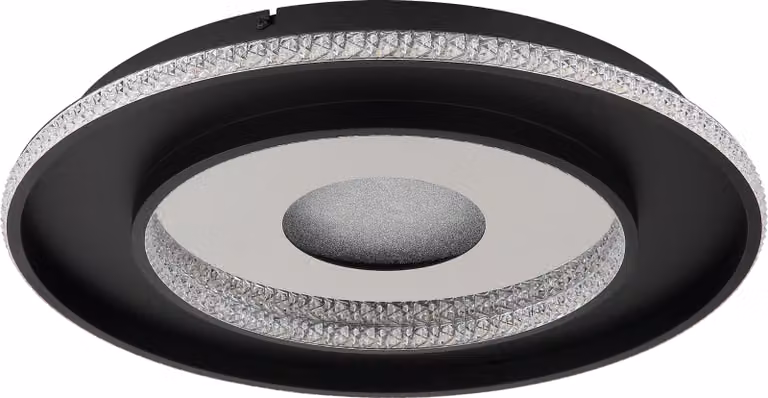 Plafoniera LED, alluminio, nero, telecomando, luce notturna