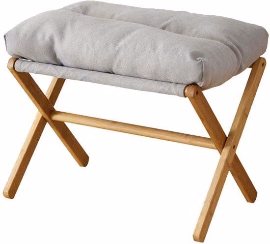 Pouf pieghevole grigio Unyqoos® con imbottitura morbida e struttura leggera a forma di X, ideale per risparmiare spazio in camera da letto, ufficio e angolo trucco