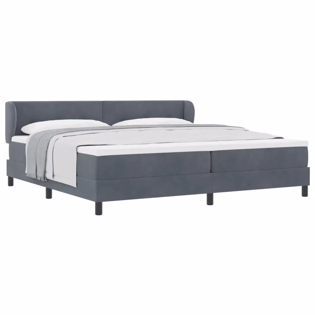 Letto a molle moderno vidaXL con testiera in velluto grigio, L/P/H: 200 x 200 x 88 cm – 2