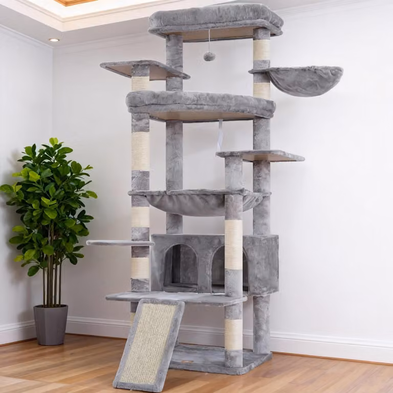 Tiragraffi per gatti XXL - 202 cm - Piattaforme extra grandi - Grigio chiaro