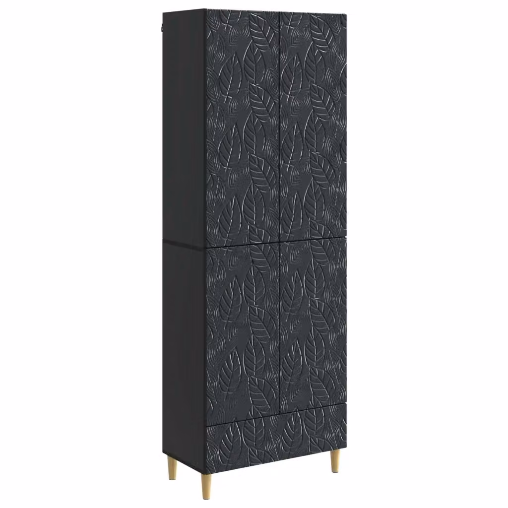 Set di 2 armadi moderni vidaXL in MDF nero opaco con illuminazione integrata e ripiani interni – 2