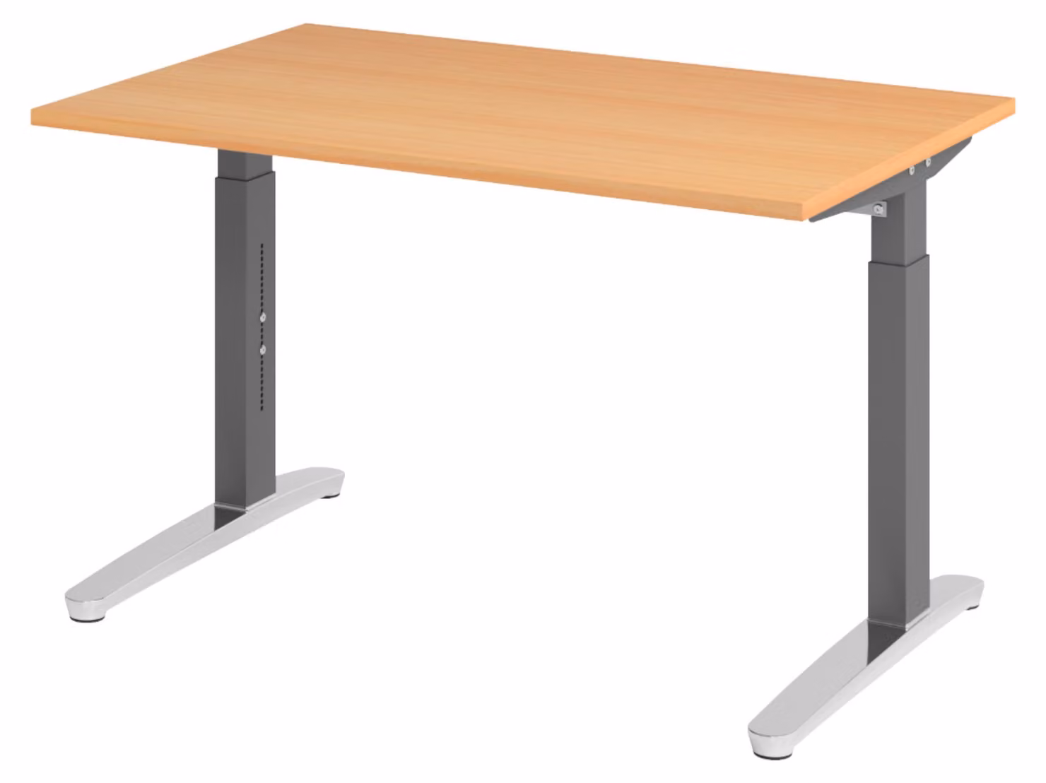 Scrivania bümö serie XB - Decorazione: faggio, dimensioni: 120 x 80 cm, struttura: grafite/alluminio lucido