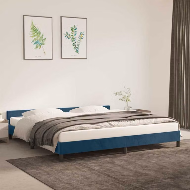 vidaXL Giroletto senza Materasso Blu Scuro 200x200 cm in Velluto