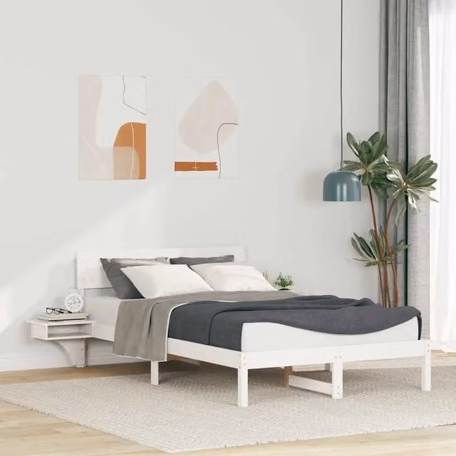 Struttura del letto Bianco 140 x 190 cm Pino massello 873452