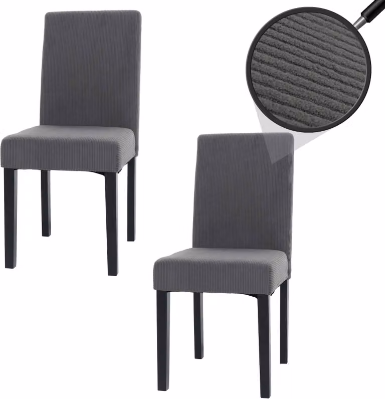 set di 2 sedie per sala da pranzo Littau, sedia da cucina con schienale alto, in tessuto/Vetroceramica, legno ~ grigio scuro, gambe scure